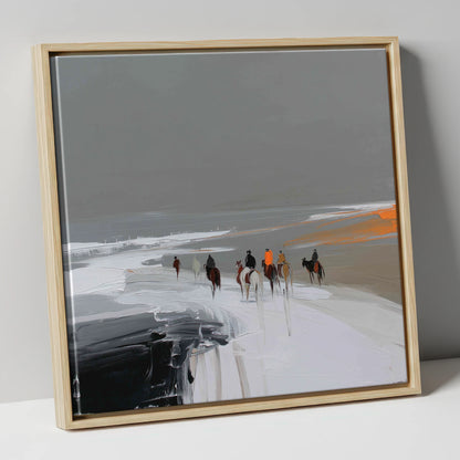 Across the Winter Expanse horse landscape canvas wall art in natural frame