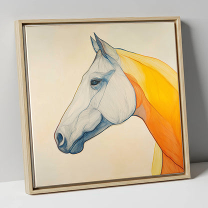Flowing Amber Contours horse portrait canvas wall art in natural frame