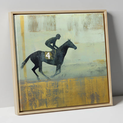 The Gilded Gallop racing horse canvas wall art in natural frame