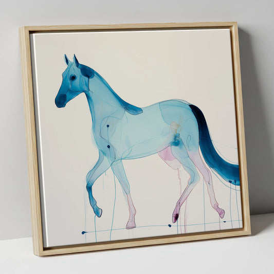 Cerulean Grace horse breed canvas wall art in natural frame