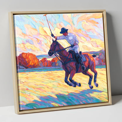 The Final Chukka polo horse canvas wall art in natural frame