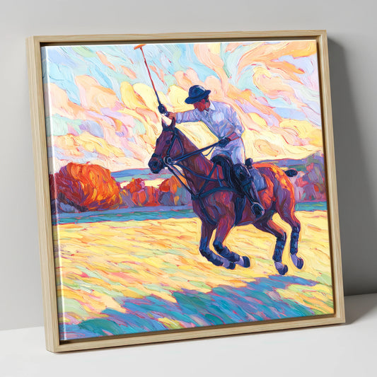 The Final Chukka polo horse canvas wall art in natural frame