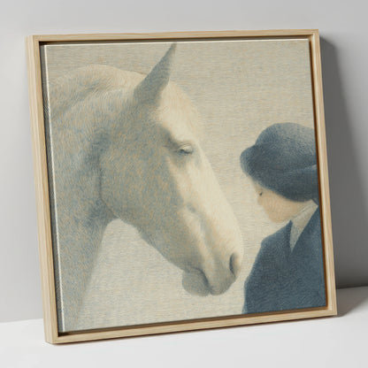 The Quiet Bond horse & rider canvas wall art in natural frame