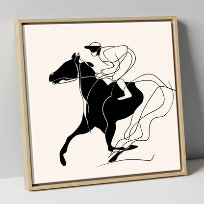 Fluidity in Motion racing horse canvas wall art in natural frame