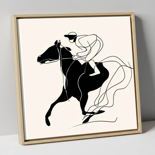Fluidity in Motion racing horse canvas wall art in natural frame