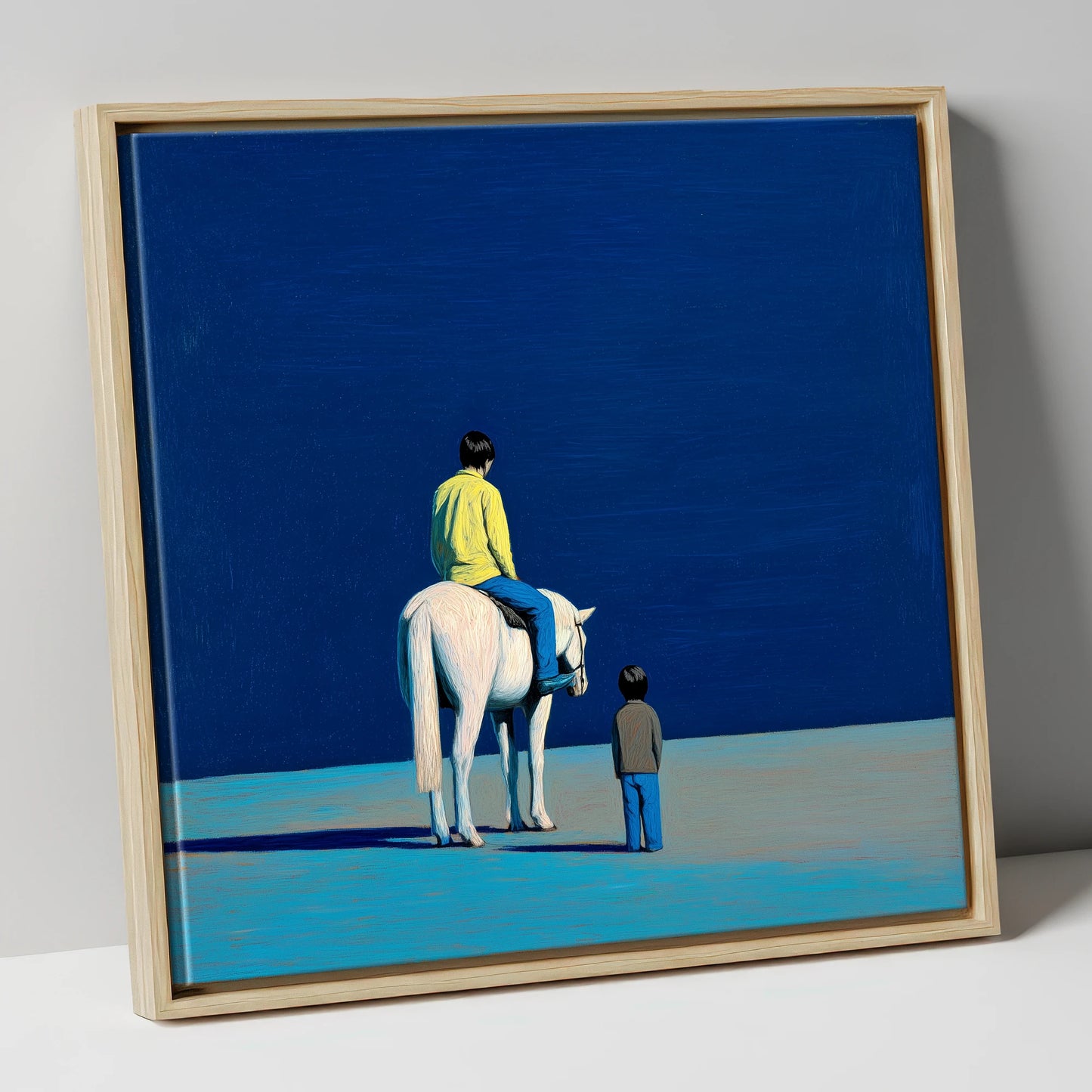 The Quiet Expanse horse & rider canvas wall art in natural frame