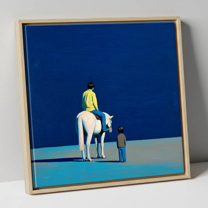 The Quiet Expanse horse & rider canvas wall art in natural frame