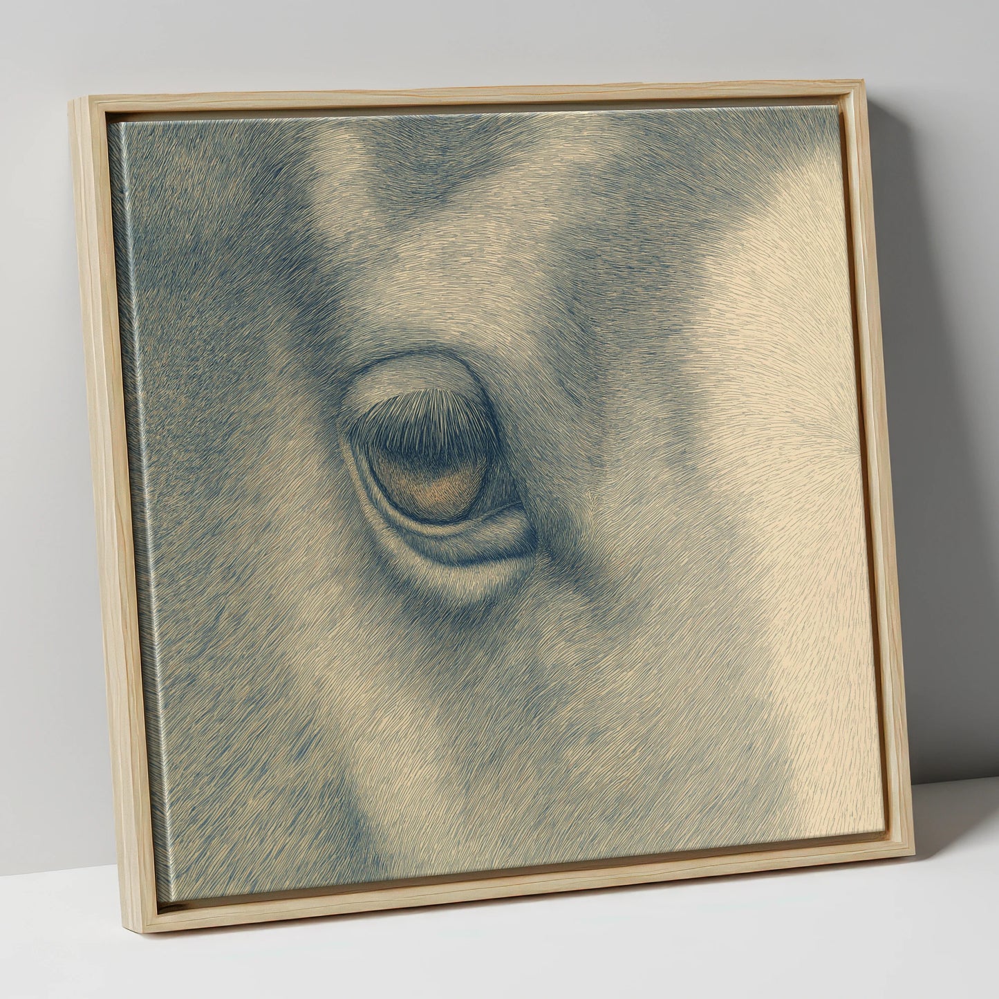 The Gentle Eye horse portrait canvas wall art in natural frame