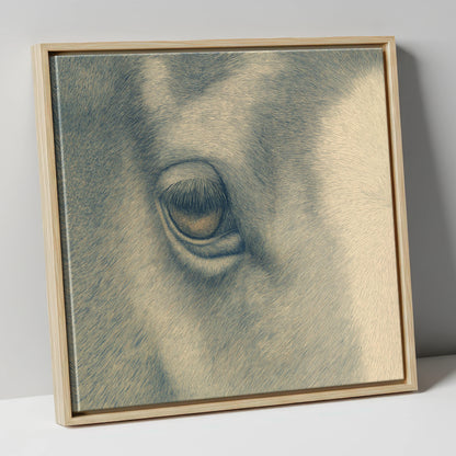 The Gentle Eye horse portrait canvas wall art in natural frame