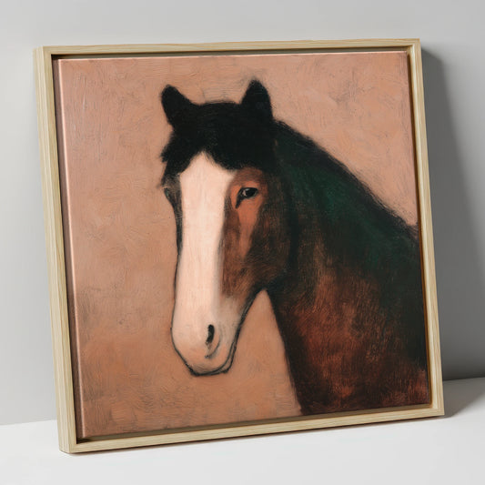 Serene Bay Portrait horse portrait canvas wall art in natural frame