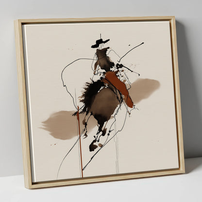 Frontier Ink Silhouette western horse canvas wall art in natural frame