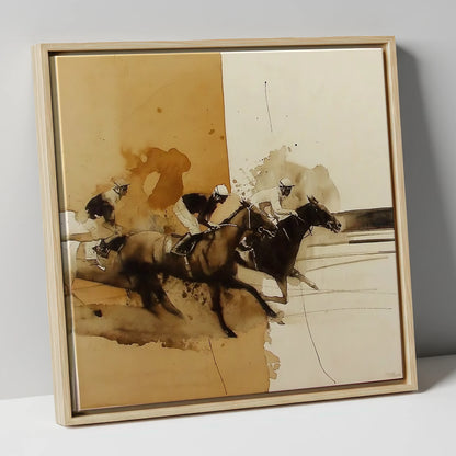 Dust and Glory racing horse canvas wall art in natural frame