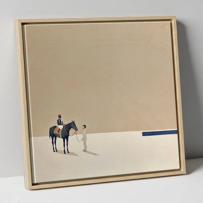 Quiet Anticipation racing horse canvas wall art in natural frame
