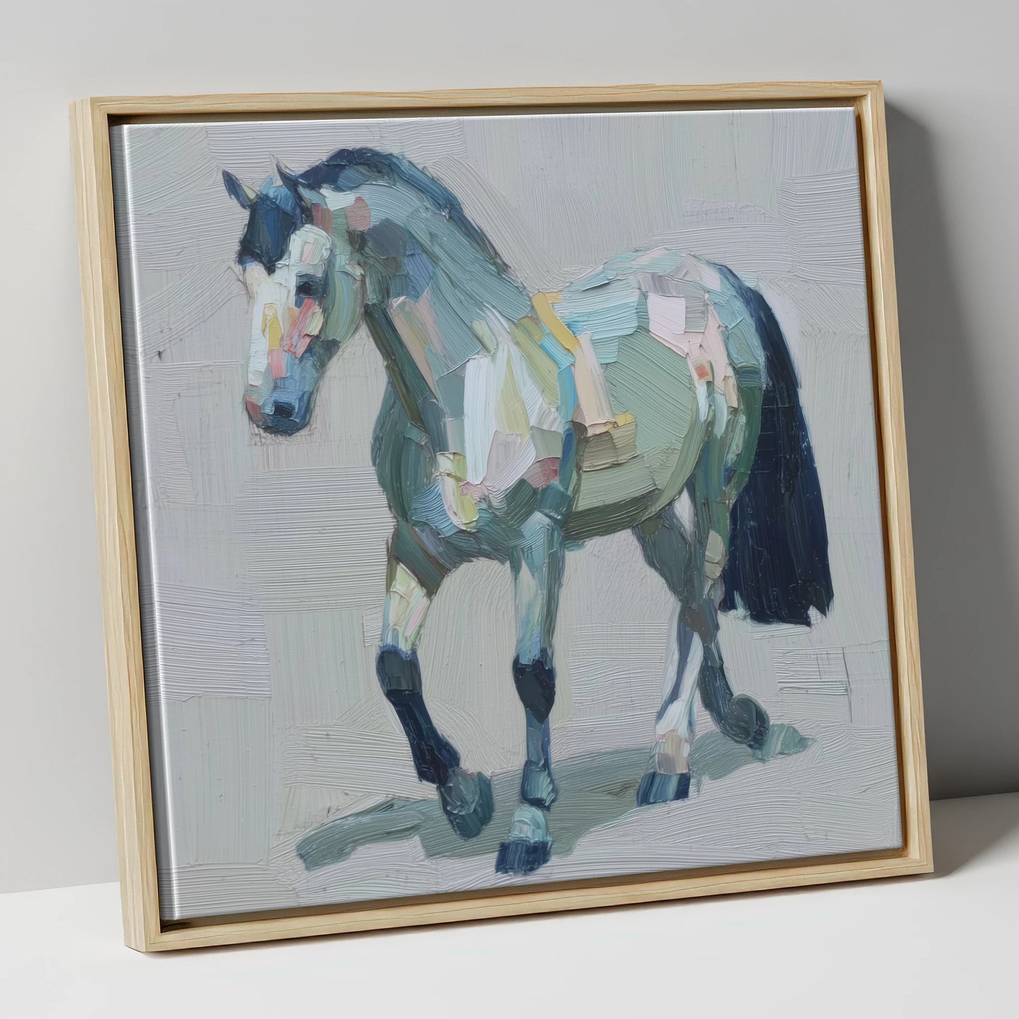 Painted Strides horse breed canvas wall art in natural frame