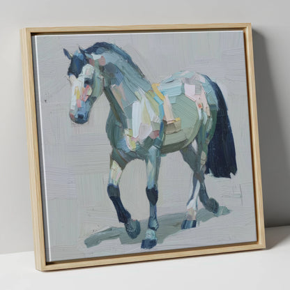 Painted Strides horse breed canvas wall art in natural frame