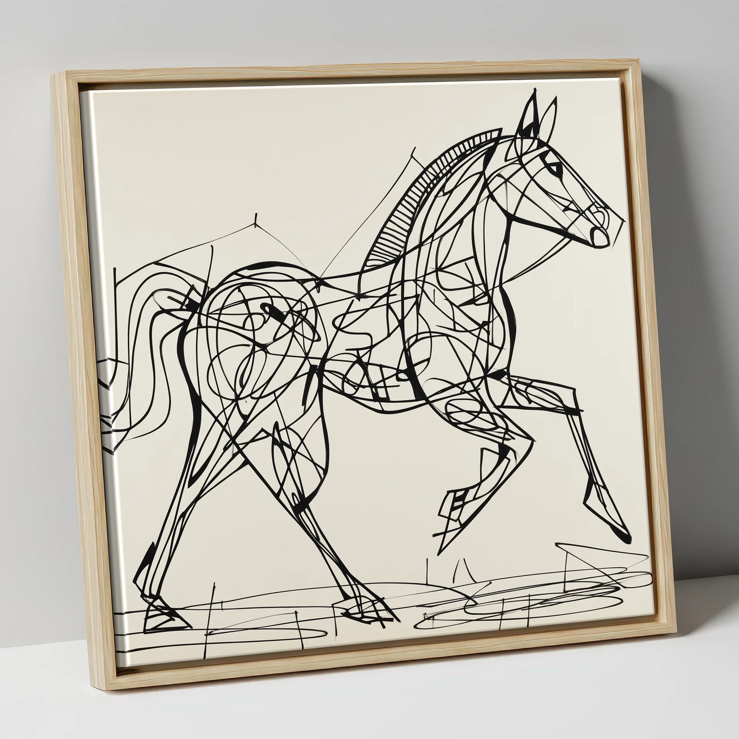 Structural Stride racing horse canvas wall art in natural frame