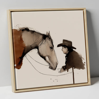 The Stockman's Bond western horse canvas wall art in natural frame