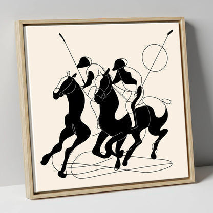 High Goal Dynamics polo horse canvas wall art in natural frame