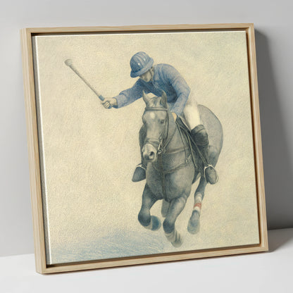 Precision in the Chukka polo horse canvas wall art in natural frame