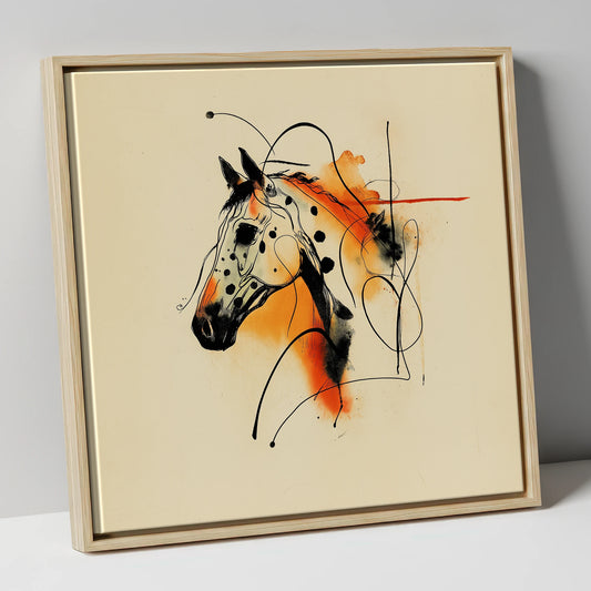 Vibrant Appaloosa Spirit horse breed canvas wall art in natural frame