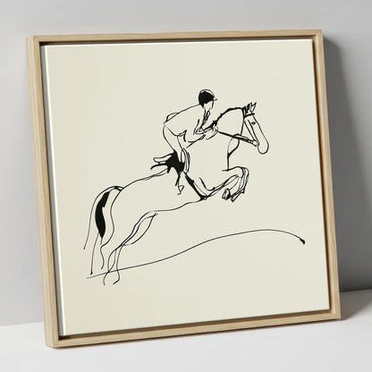 The Perfect Arc show jumping horse canvas wall art in natural frame