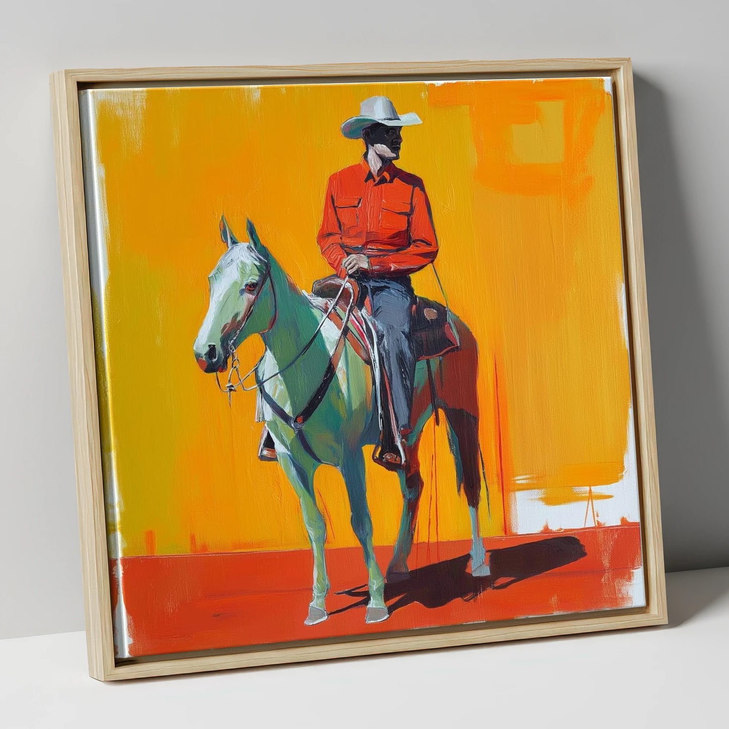The Bright Frontier western horse canvas wall art in natural frame