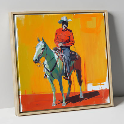 The Bright Frontier western horse canvas wall art in natural frame
