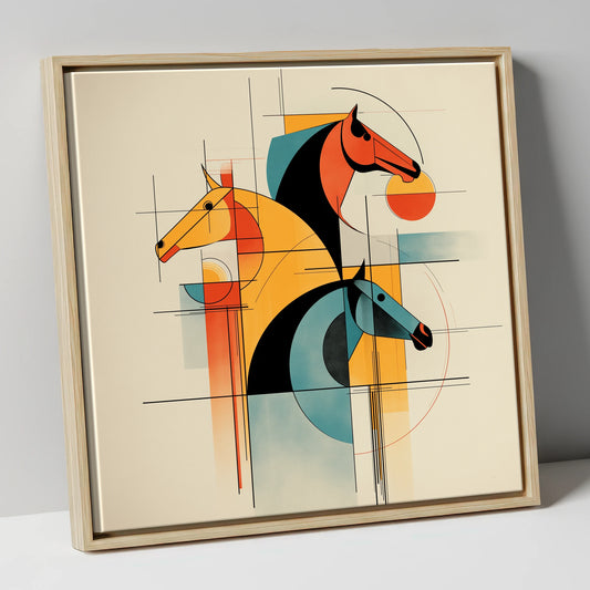Rhythmic Racing Profiles racing horse canvas wall art in natural frame