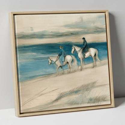 Tide Line Companions beach horse canvas wall art in natural frame