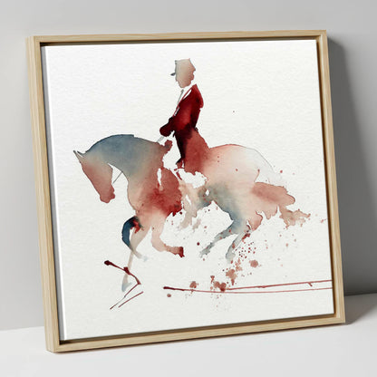 Crimson Collection dressage horse canvas wall art in natural frame