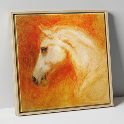 Terracotta Spirit horse portrait canvas wall art in natural frame