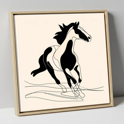 Fluid Equine Silhouette wild horses canvas wall art in natural frame