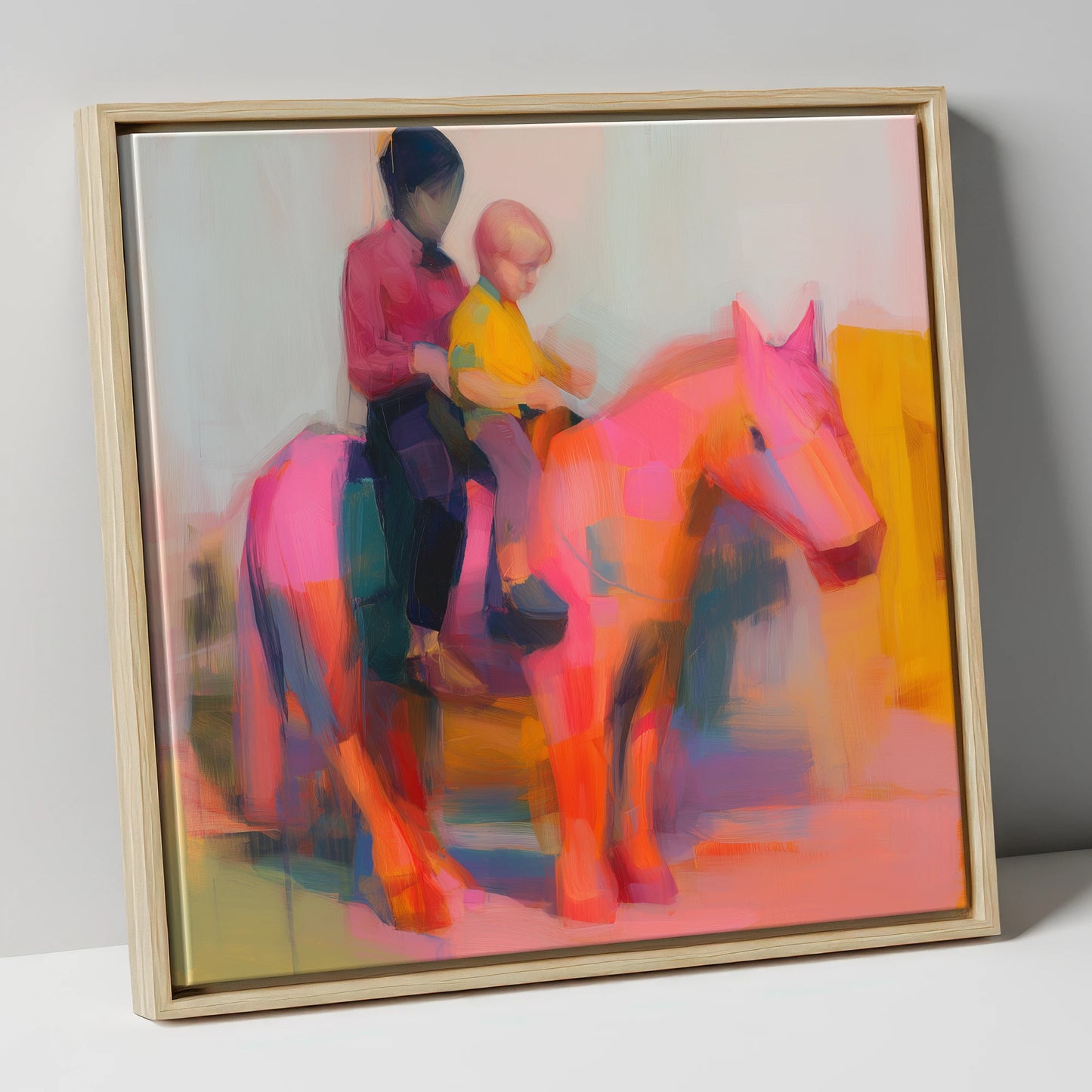 The Radiant Ride horse & rider canvas wall art in natural frame