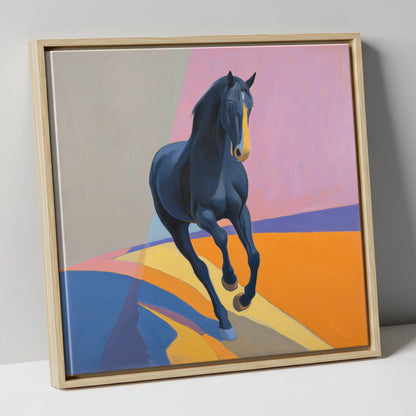 Midnight Cadence in Colour horse breed canvas wall art in natural frame