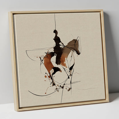 Dynamic Equestrian Harmony horse & rider canvas wall art in natural frame