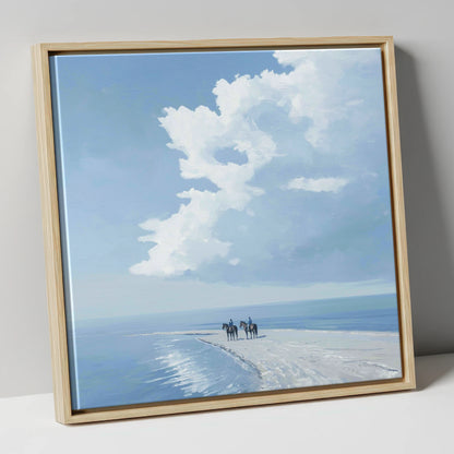 Edge of the Tide horse landscape canvas wall art in natural frame