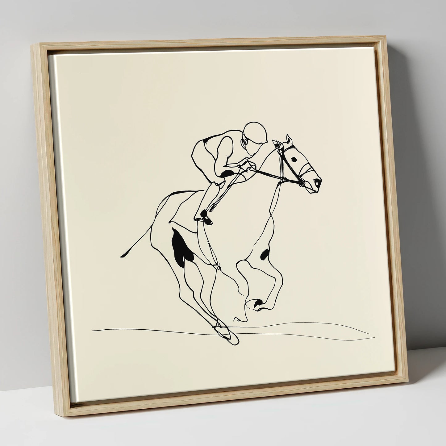 Elegant Racing Lines racing horse canvas wall art in natural frame