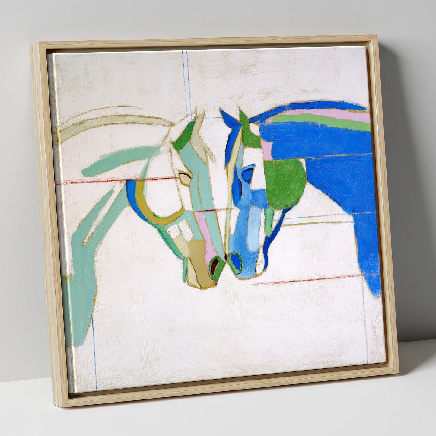 Architectural Harmony horse portrait canvas wall art in natural frame