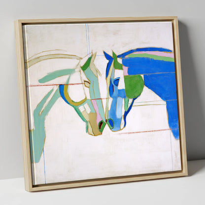 Architectural Harmony horse portrait canvas wall art in natural frame