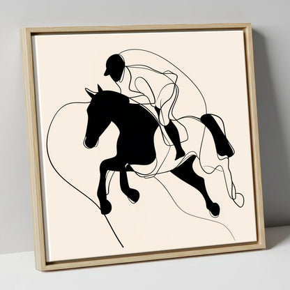 Airborne Elegance show jumping horse canvas wall art in natural frame
