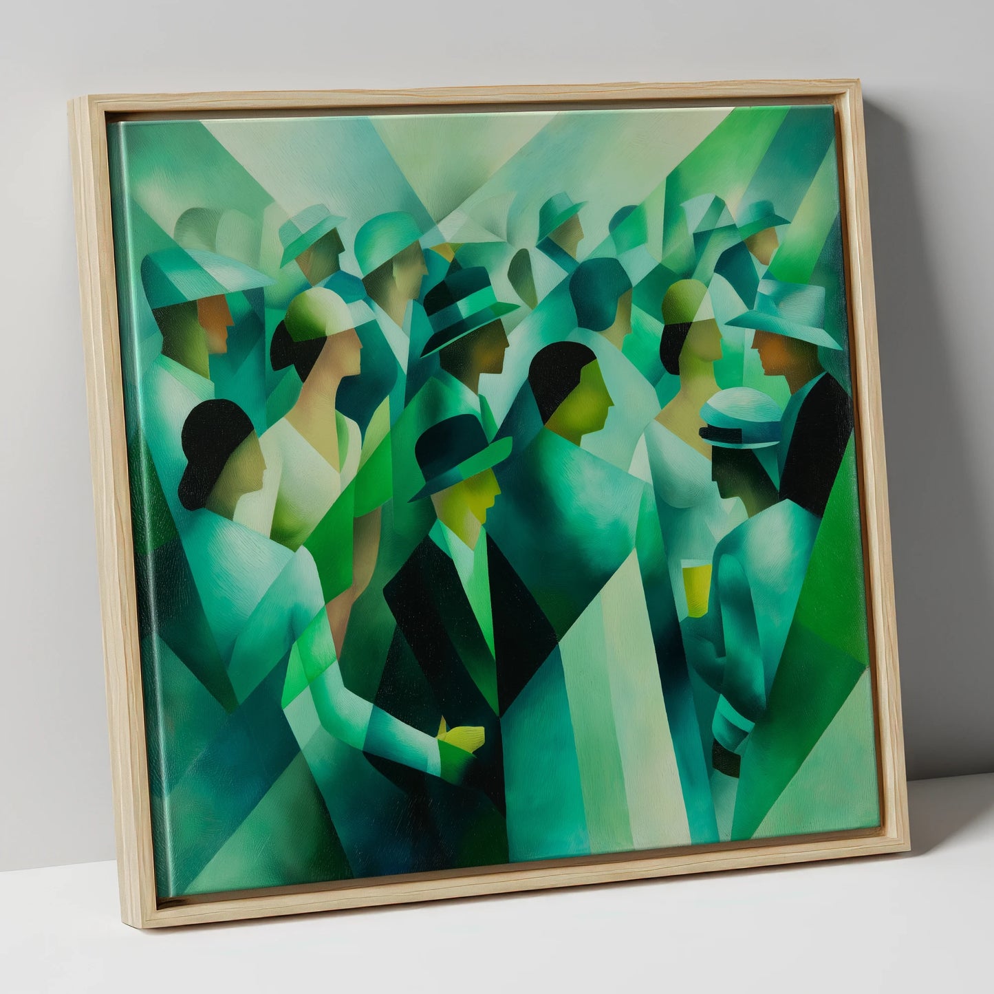 The Emerald Enclosure racing horse canvas wall art in natural frame