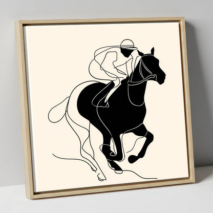 The Final Furlong racing horse canvas wall art in natural frame