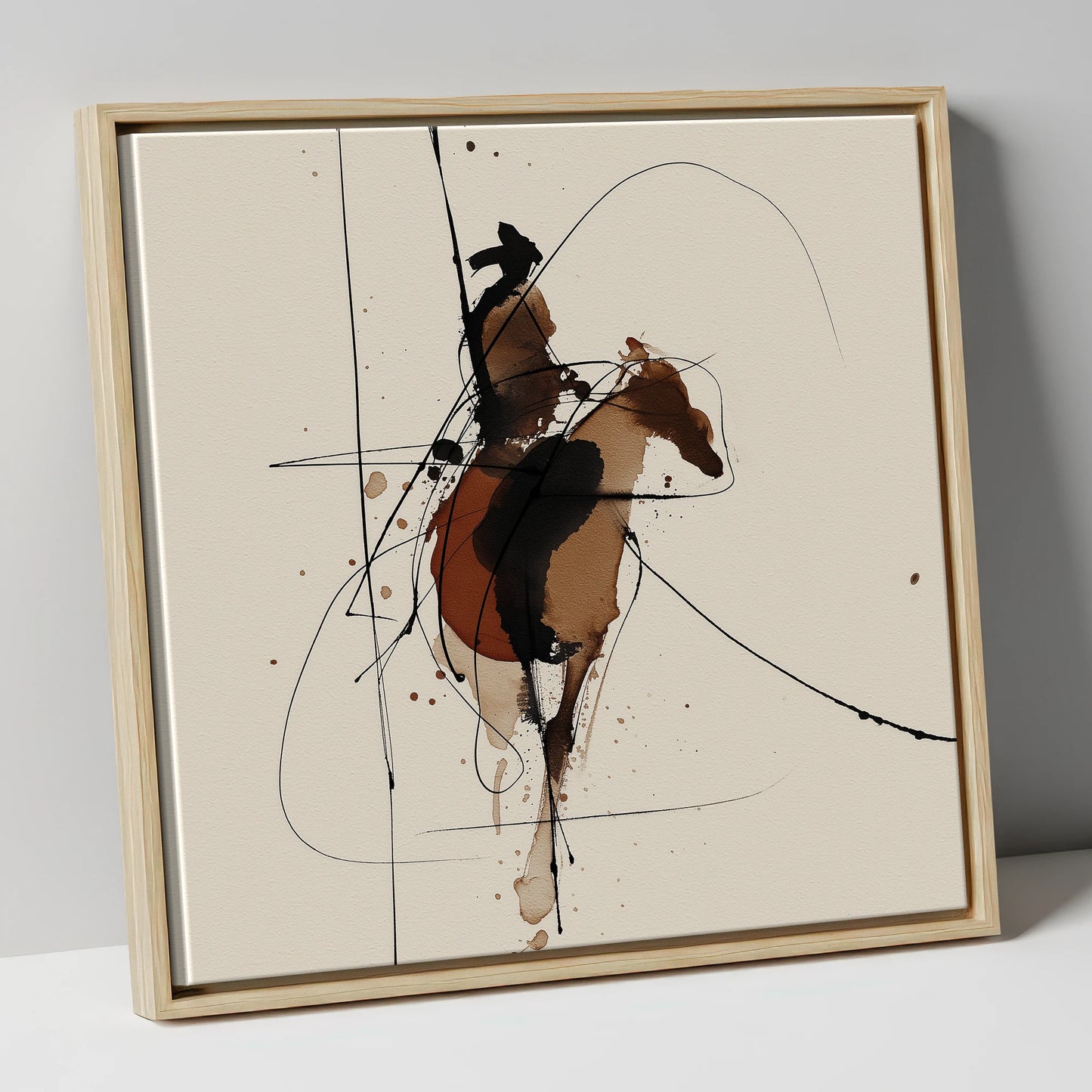 Shadows of the Frontier western horse canvas wall art in natural frame
