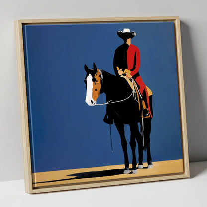 Bold Western Poise western horse canvas wall art in natural frame