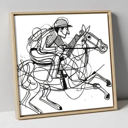 The Abstract Sprint racing horse canvas wall art in natural frame