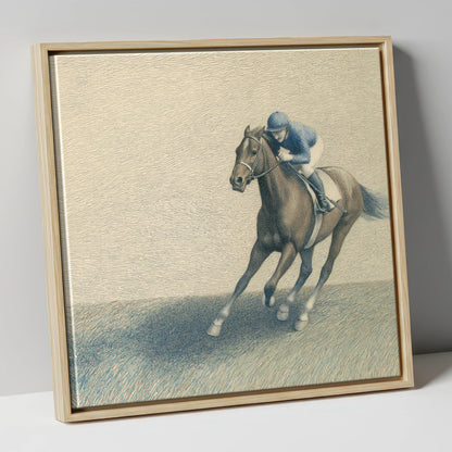 Power In The Pace racing horse canvas wall art in natural frame