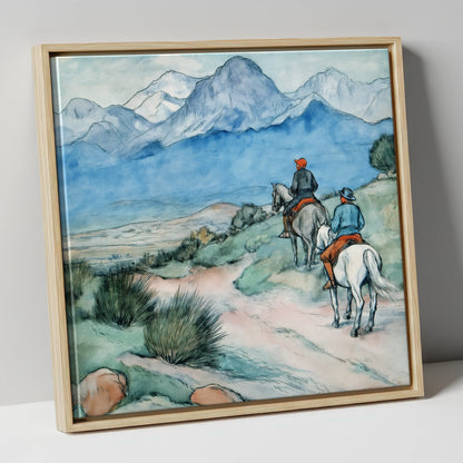 High Country Trek horse landscape canvas wall art in natural frame