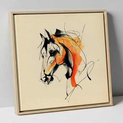 Amber Vitality horse portrait canvas wall art in natural frame