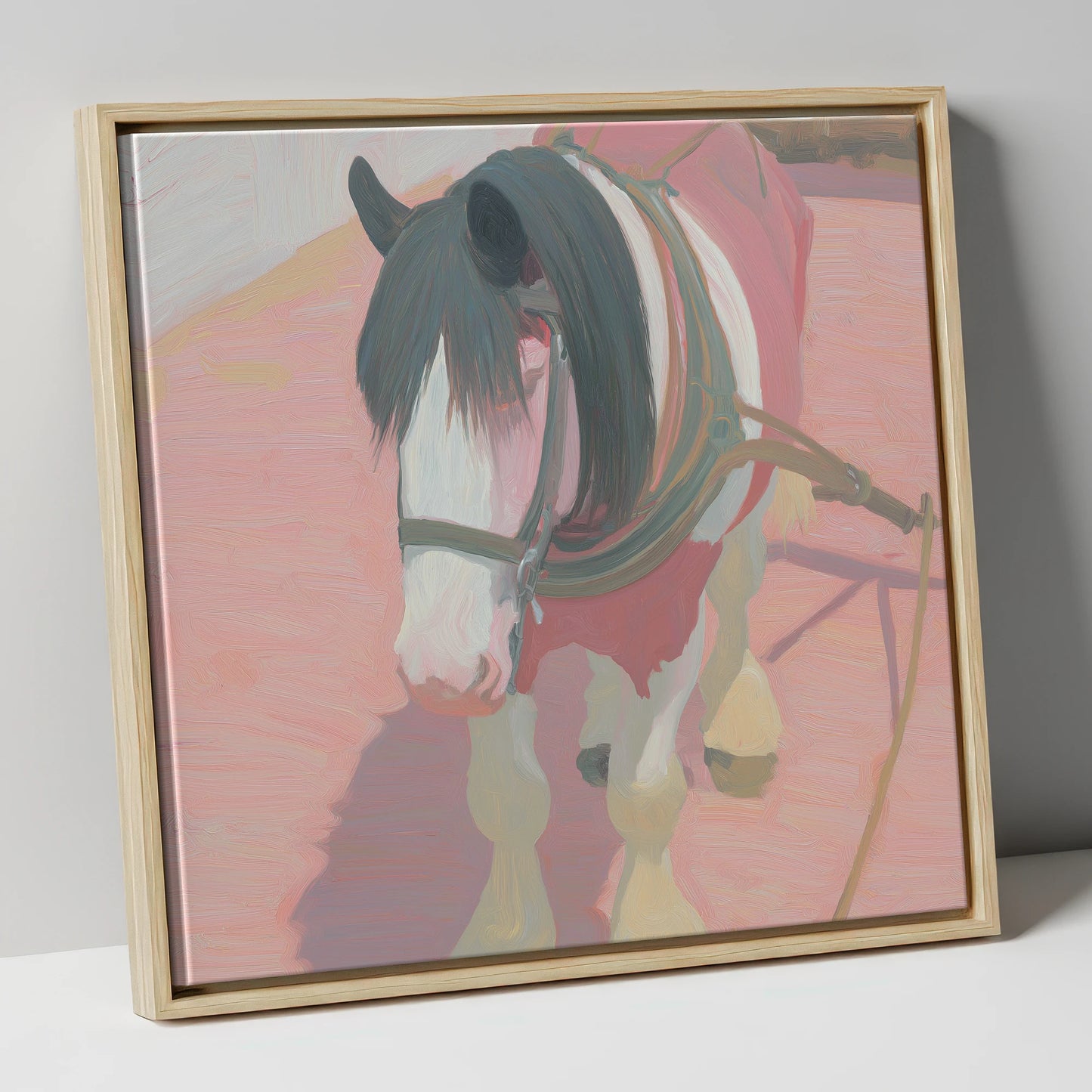 The Patient Draught working horse canvas wall art in natural frame