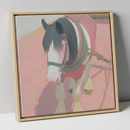 The Patient Draught working horse canvas wall art in natural frame